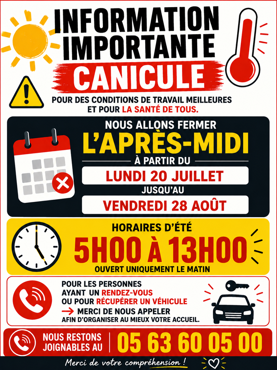 HORAIRES ETE
